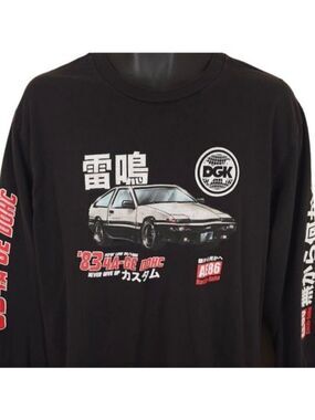 Toyota AE86 Japanese Racing T Shirt Mens Size Large Black DGK Skater
